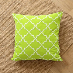 Embroidered Ogee Pattern Green Cushion Cover