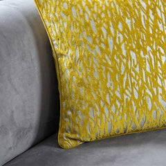 Embroidered Yellow Thick Cotton Cushion Cover