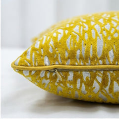 Embroidered Yellow Thick Cotton Cushion Cover