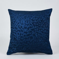 Navy Embroidered Leopard Cotton Cushion Cover