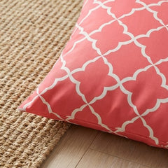Embroidered Ogee Pattern Pink Cushion Cover