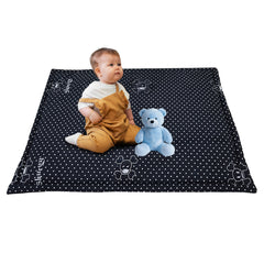 Navy Polka Plush Baby Mat