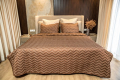 Brown Wave Quilted Bedspread
