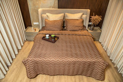 Brown Wave Quilted Bedspread