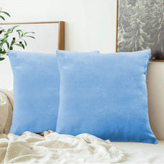 Blue Pure Cotton Velvet Reversible Cushion Cover