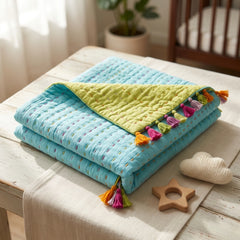 Ocean Mint Reversible Baby Quilt