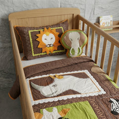 Wild Safari Animal Cotton Baby Quilt & Cushion Set