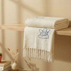 Ivory Angel Knit Throw Blanket