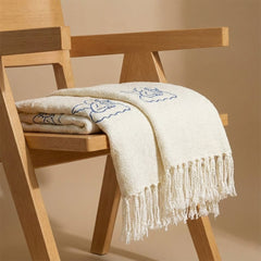 Ivory Angel Knit Throw Blanket