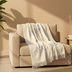 Ivory Angel Knit Throw Blanket