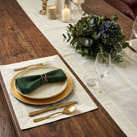 Ivory Satin Table Runner Set