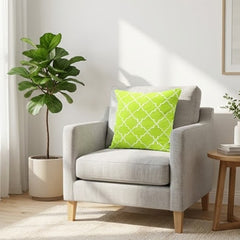 Embroidered Ogee Pattern Green Cushion Cover