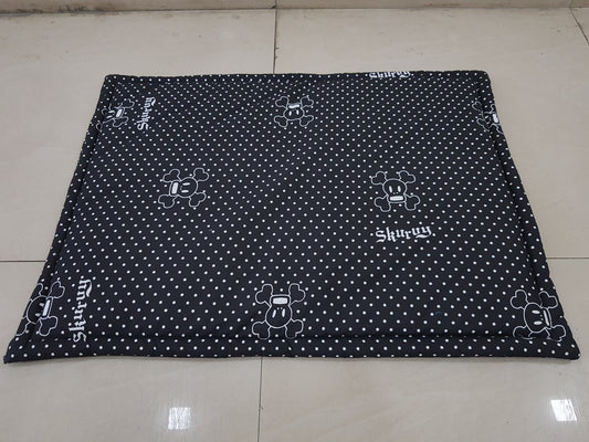 Navy Polka Plush Baby Mat