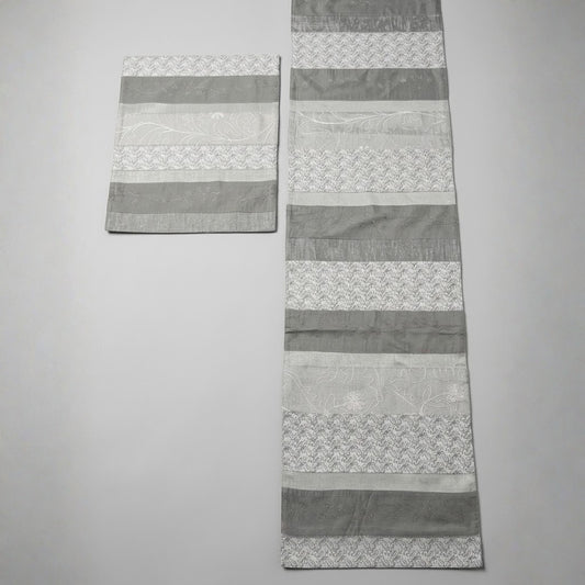 Silver Luxe Embroidered Table Runner