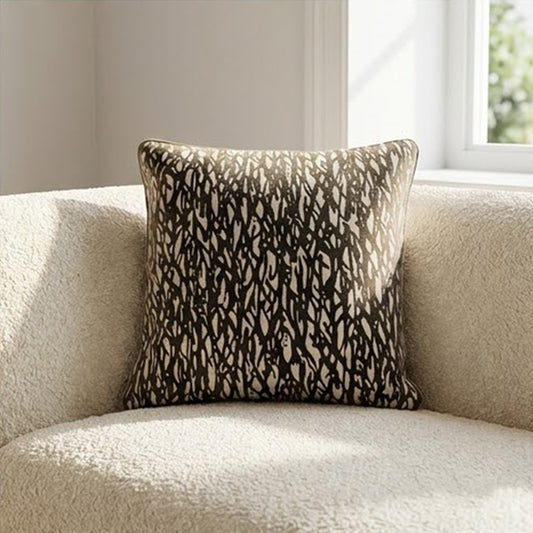 Embroidered Beige Thick Cotton Cushion Cover