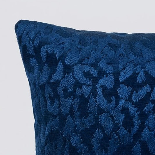 Navy Embroidered Leopard Cotton Cushion Cover