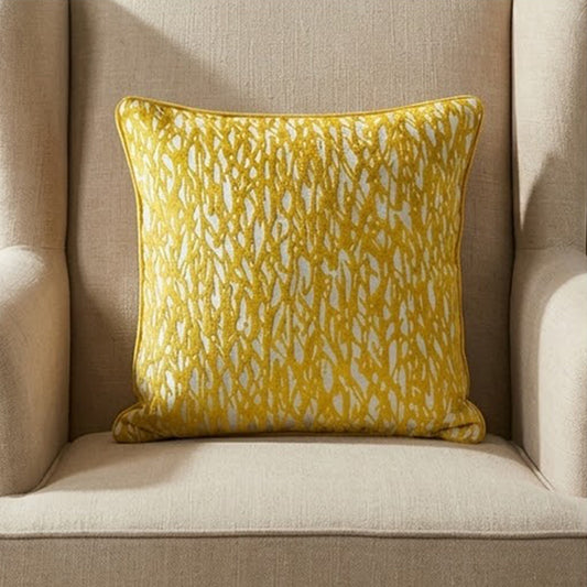 Embroidered Yellow Thick Cotton Cushion Cover