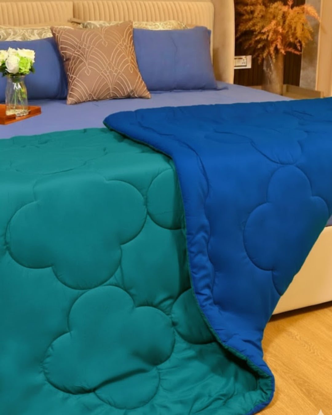 Teal Green & Royal Blue Reversible Comforter