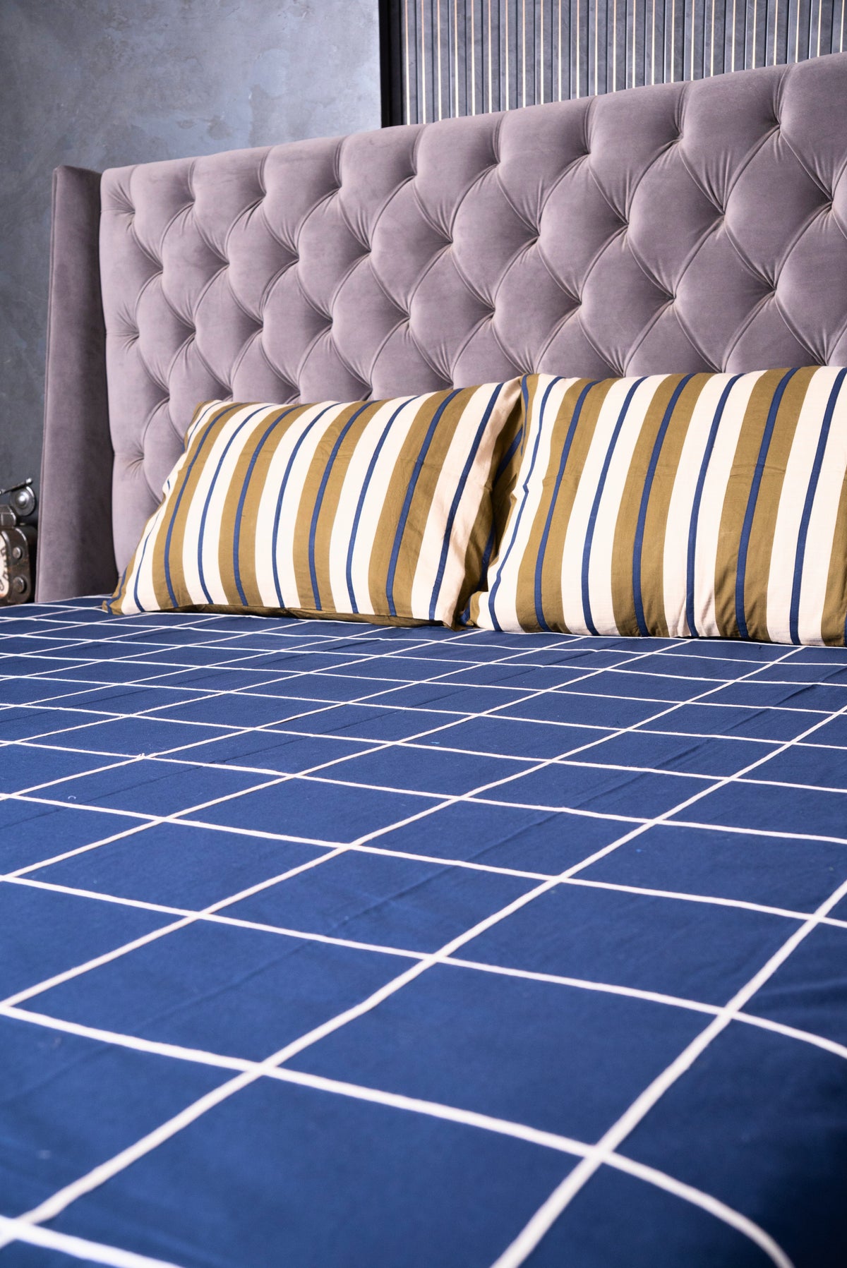 Midnight Grid Luxe Bedsheet