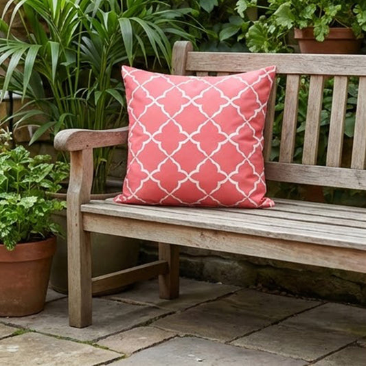 Embroidered Ogee Pattern Pink Cushion Cover