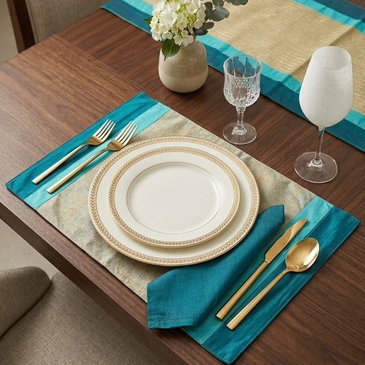 Modern Teal Table Runner Set