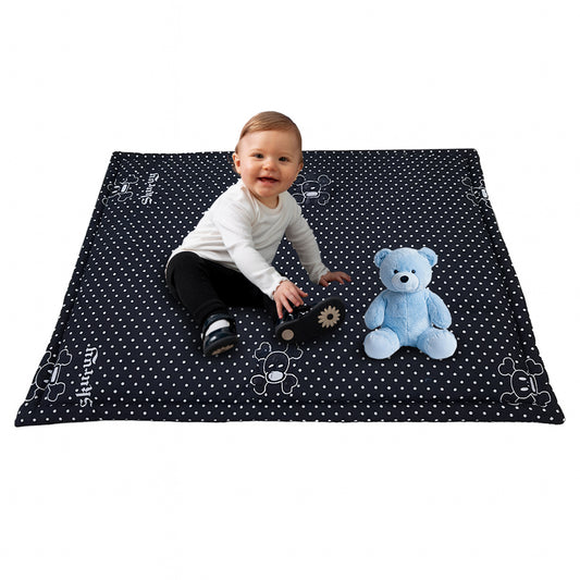 Navy Polka Plush Baby Mat