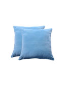 Blue Pure Cotton Velvet Reversible Cushion Cover