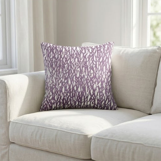 Embroidered Purple Thick Cotton Cushion Cover