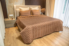 Brown Wave Quilted Bedspread