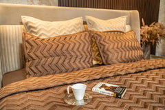 Brown Wave Quilted Bedspread