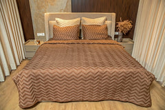 Brown Wave Quilted Bedspread