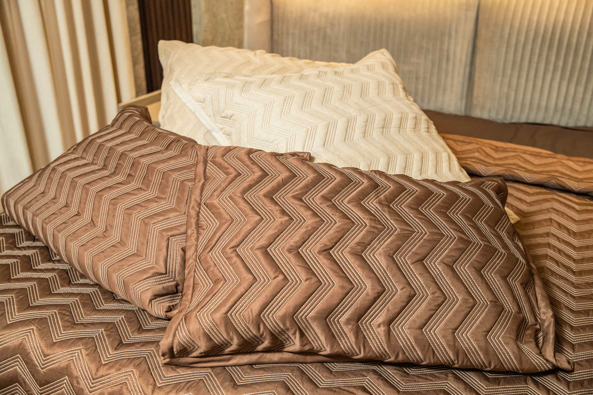 Brown Wave Quilted Bedspread