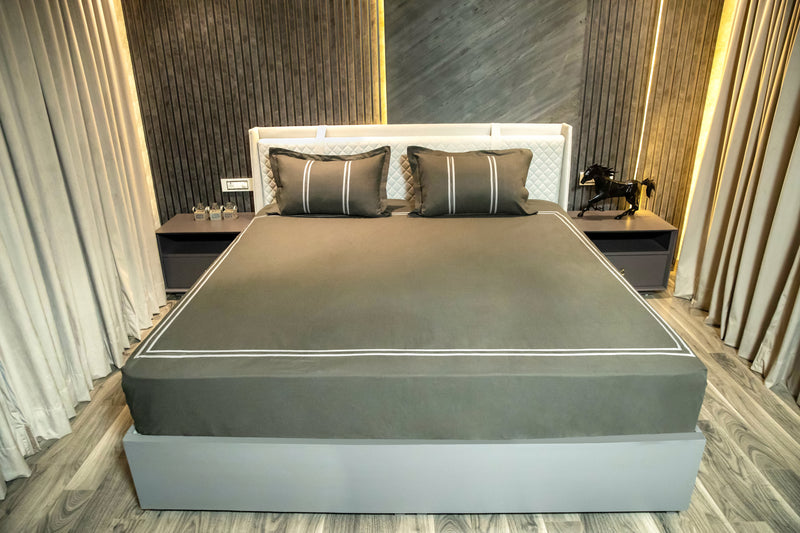 Grey Pleated Bedsheet