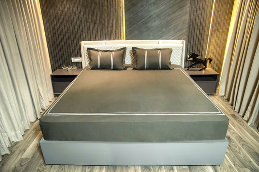 Grey Pleated Bedsheet