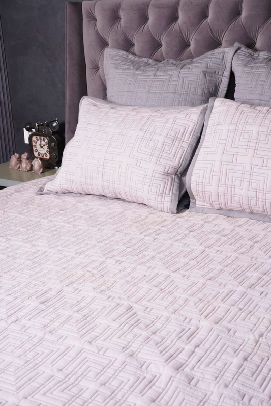 Grey Maze Quilted Bedcover