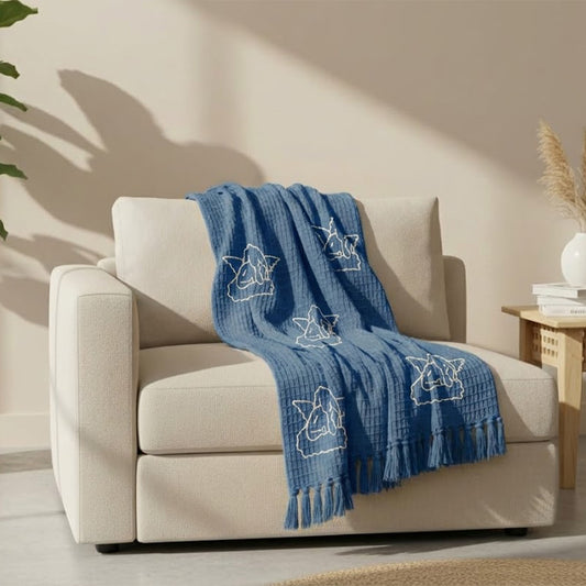 Denim Blue Angel Knit Throw