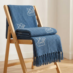 Denim Blue Angel Knit Throw