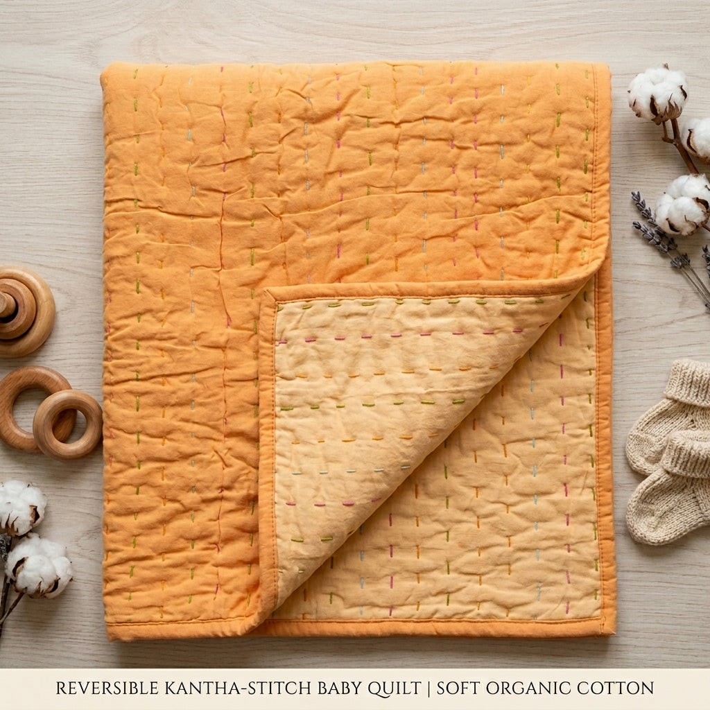 Sunset Apricot Reversible Baby Quilt