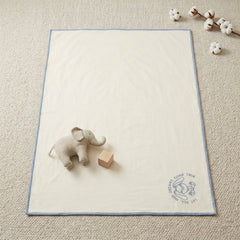 Ivory & Blue Cotton Baby Sheet