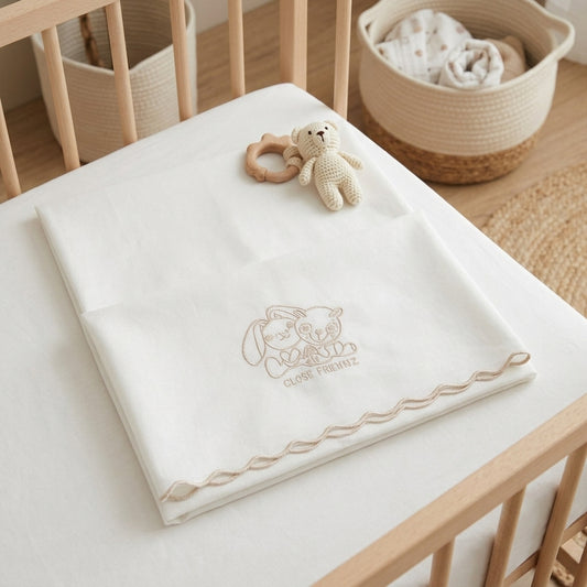 Ivory and Beige Cotton Baby Sheet