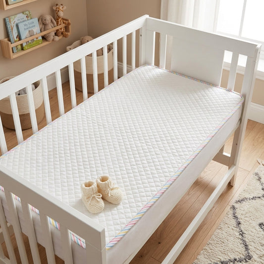 Pastel Trim Quilted Cotton Baby Sheet