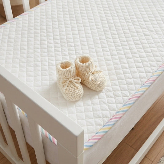 Pastel Trim Quilted Cotton Baby Sheet