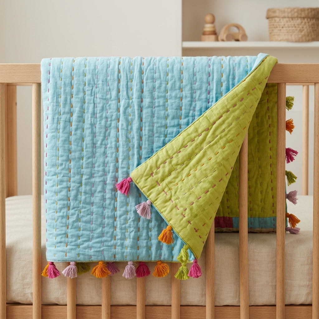 Ocean Mint Reversible Baby Quilt