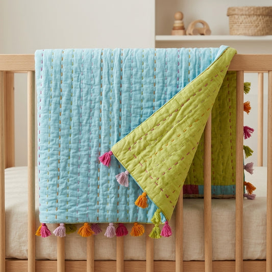 Ocean Mint Reversible Baby Quilt