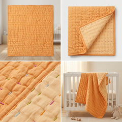 Sunset Apricot Reversible Baby Quilt