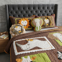 Wild Safari Animal Cotton Baby Quilt & Cushion Set