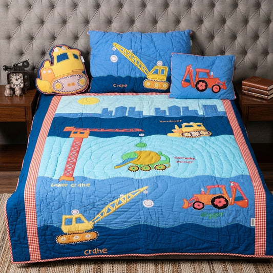 Little Builders Construction Baby Quilt & Cushion Set