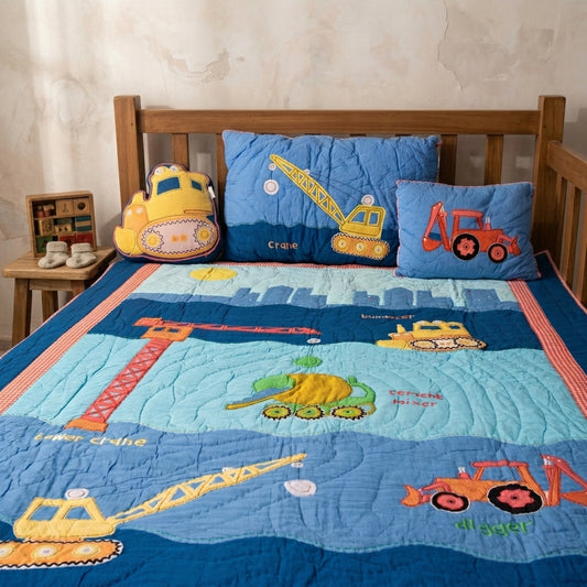 Little Builders Construction Baby Quilt & Cushion Set
