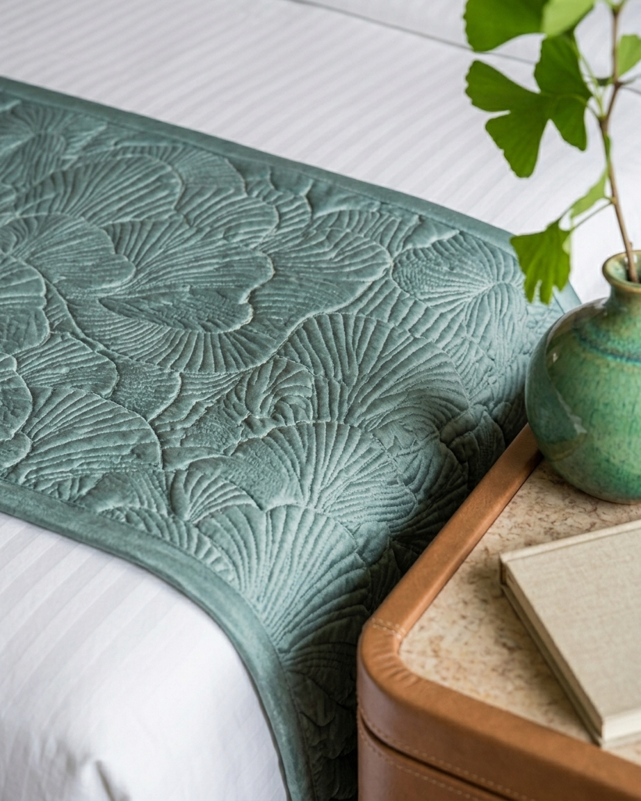 Verdant Shell Luxe Bed Runner