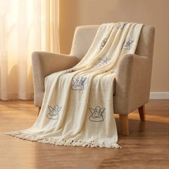 Ivory Angel Knit Throw Blanket